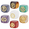 Beebeecraft 7Pcs 7 Styles Natural Mixed Stone Beads, with Long-Lasting Plated Golden Tone Brass Chakra Pattern Slices, No Hole, Cube, 15.5~18x15~17x14.5~17mm, 1pc/style