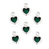 Heart Brass Glass Charms KK-S385-01S-06-1