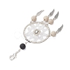 Woven Web/Net with Feather Glass Seed Beads Pendant Decorations HJEW-MZ00074-02-4
