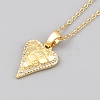 Valentine's Day Brass Textured Heart Pendant Cable Chain Necklaces for Women NJEW-WH0020-86A-2