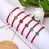 Synthetic Goldstone Donut Braided Bead Bracelet BJEW-SW00047-06-6