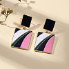 Rectangle Alloy Enamel Dangle Stud Earrings FS-WG25040-01-1