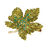 Autumn Maple Leaf Light Gold Alloy Rhinestone Brooch Pins JEWB-TADJ0001-01B-2