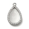 Rack Plating Brass Micro Pave Clear Cubic Zirconia Pendant Cabochon Settings KK-NH0001-16P-1