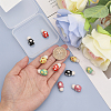 CHGCRAFT 10Pcs 5 Colors Handmade Printed Porcelain Beads PORC-CA0001-12-3