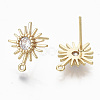 Brass Micro Clear Cubic Zirconia Stud Earring Findings KK-R132-064-NF-2