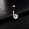 Platinum Plated Body Jewelry Cubic Zirconia Brass Navel Ring Navel Ring Belly Rings AJEW-EE0001-05B-3