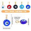 20Pcs 5 Colors Handmade Lampwork Evil Eye Pendants LAMP-HY0001-03-2