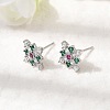 Rhombus Brass Micro Pave Cubic Zirconia Stud Earrings EJEW-L306-02P-2