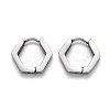 Tarnish Resistant 304 Stainless Steel Hexagon Huggie Hoop Earrings STAS-J033-03A-P-1