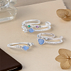 3Pcs Alloy Rhinestone Cuff Rings Sets RJEW-LP0003-61-3