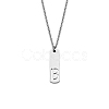 304 Stainless Steel Rectangle with Laser Cut Initial Pendant Necklaces FS-WG71FEF-06-1