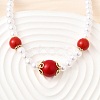 Brass & ABS Imitation Pearl Round Graduated Beaded Necklaces NJEW-D314-03G-1