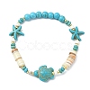 Natural Freshwater Shell & Howlite & Synthetic Turquoise & Opalite & Non-magnetic Hematite Beads Stretch Bracelets for Women BJEW-JB13810-02-3