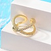 Adjustable Brass Micro Pave Clear Cubic Zirconia Cuff Rings X-RJEW-F101-17G-4