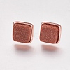 Synthetic Goldstone Stud Earrings EJEW-F139-A05-3