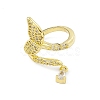 Clear Cubic Zirconia Fishtail Shape with Teardrop Charm Open Cuff Ring RJEW-I091-19G-2