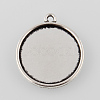 Tibetan Style Antique Silver Alloy Flat Round Pendant Cabochon Settings TIBEP-M022-44AS-1