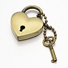 Heart Lock & Key Zinc Alloy Key Clasps X-KEYC-O009-14-1