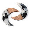 Transparent Resin & Walnut Wood Pendants RESI-S389-056B-A02-2