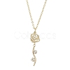 Brass Flower Pendant Necklace NJEW-JN04704-2