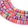 Flat Round Handmade Polymer Clay Beads CLAY-R067-6.0mm-M1-3