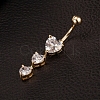 Real 18K Gold Plated Brass Cubic Zirconia Navel Ring Navel Ring Belly Rings AJEW-EE0001-18-3