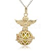 Golden Tone Brass Hollow Round Cage Pendants KK-J238-05G-3