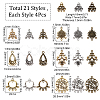 SUNNYCLUE 84Pcs 21 Style Tibetan Style Alloy Chandelier Component Links TIBE-SC0001-74-2