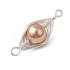 Copper Wire Wrapped Shell Pearl Connector Charms PALLOY-JF03114-01-5