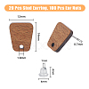 20 Pairs Trapezoid Walnut Wood Stud Earring Findings MAK-HY0001-04-2
