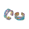 Ion Plating(IP) 304 Stainless Steel Twist Wave Open Cuff Ring for Women RJEW-C045-22M-4