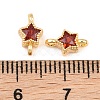 Brass Pave FireBrick Cubic Zirconia Connector Charms KK-CBA2DE6-04G-12-3