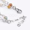 Natural Flower Amazonite Lariat Necklaces NJEW-JN01961-02-3