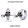 316 Stainless Steel Skull with Rose Hoop Earrings for Men Women EJEW-SZ0001-94-2