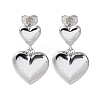Rack Plating Brass Heart Dangle Stud Earring EJEW-H099-03P-1