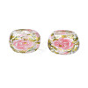 Flower Printed Transparent Acrylic Rondelle Beads TACR-S160-01-D04-2