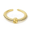 Clear Cubic Zirconia Initial Letter Open Cuff Ring RJEW-H120-09G-S-2