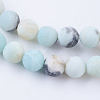 Frosted Natural Amazonite Round Bead Strands G-E334-8mm-09-3