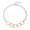 Duo Tone 304 Stainless Steel Multi Ring Link Pendant Necklaces for Women JU1361-2-1