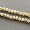 Half Plated Imitation Jade Faceted Rondelle Glass Bead Strands EGLA-S092-6mm-M-2