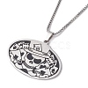 Oval with Skull 304 Stainless Steel Pendant Necklaces NJEW-K253-31P-3