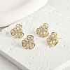 Brass Micro Pave Cubic Zirconia Stud Earring Findings LS-KK-Z094-09G-1