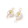 Grade AA Natural Cultured Freshwater Pearl Connector Charms with Golden Tone Alloy Slices PALLOY-JF01996-02-1