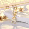 Brass Micro Pave Clear Cubic Zirconia Hoop Earrings WGE85EC-09-1