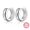 Anti-Tarnish Rhodium Plated 925 Sterling Silver Micro Pave Cubic Zirconia Hoop Earrings CR6273-2-1