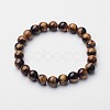 Natural Tiger Eye Round Beaded Stretch Bracelets BJEW-F203-04-6
