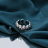 Brass Rhinestones Skull Open Cuff Rings for Unisex PW-WGC11C2-01-4