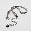 Tarnish Resistant 304 Stainless Steel European Round Snake Chains Bracelets STAS-J015-07-1