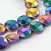 Electroplated Non-magnetic Synthetic Hematite Flat Round Bead Strands G-L368-06B-1